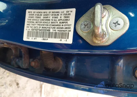 2014 Honda Civic Lx из США, поврежденный, VIN 19XFB2F54EE032466